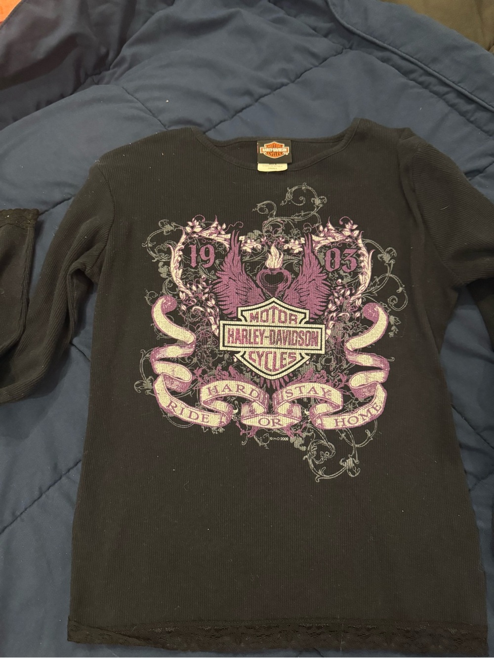 Bravado Black Long Sleeve Tee with Purple Graphic Crest